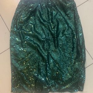 Green sequin pull on pencil skirt L